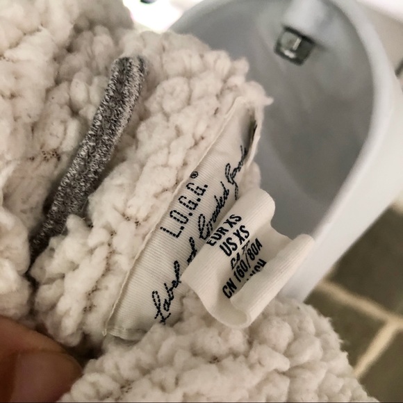 H&M | Fleece Lined Draped Cardigan Cream Gray XS - Picture 4 of 5